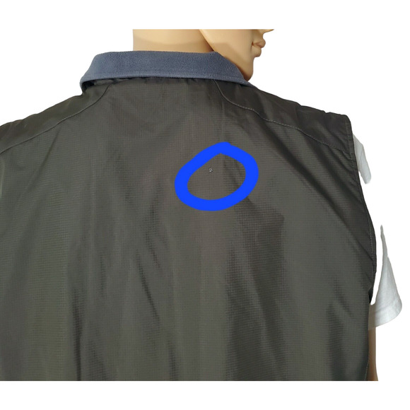 Izod Vest Mens XL Olive Sleeveless Full Zip Fleece Lined Pockets (Small hole) - Picture 4 of 6